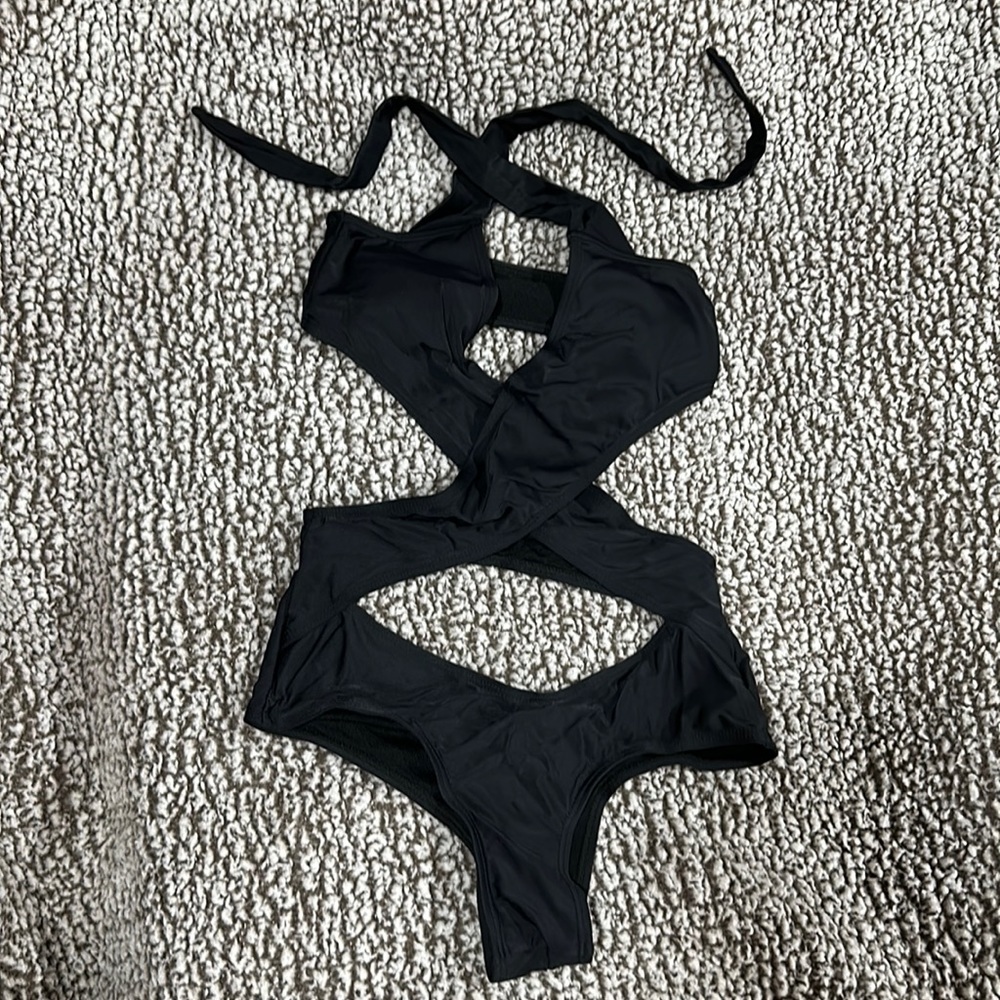 Black One Piece Monokini Swimsuit
